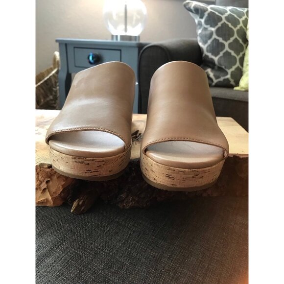 Sorel Cameron Cork Wedge Slip on Sandals Tan Beige Size 8 - Picture 3 of 8